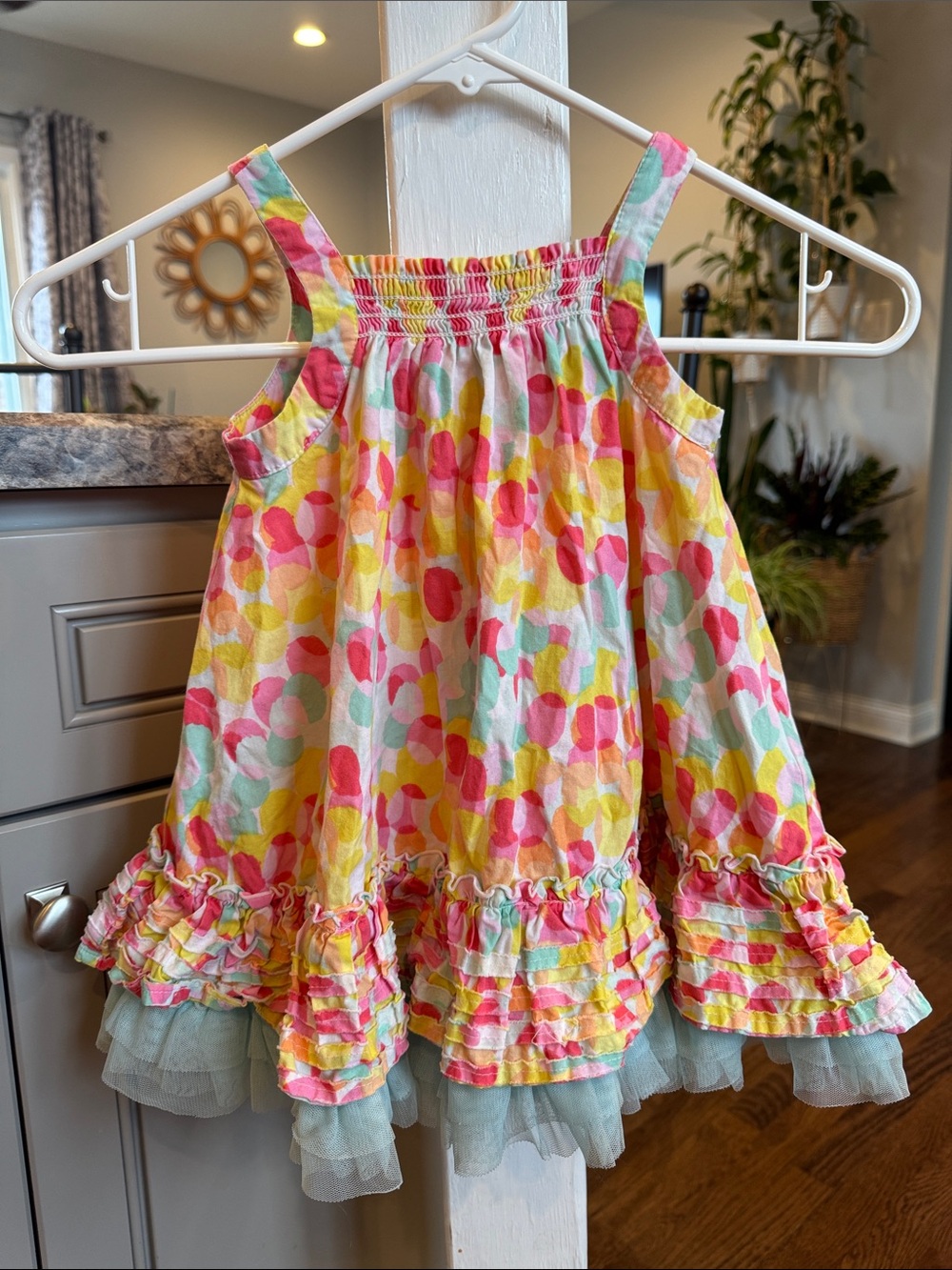 Cherokee Pink Yellow Mint Ruffle Sundress